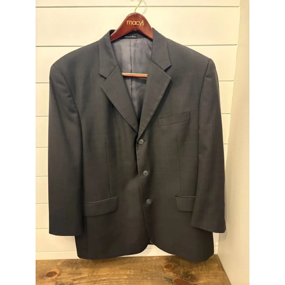 Alfani Mens‎ Suit Set, Jacket & Pants, Gray Plaid Pattern Formal Classic
